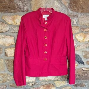 Chadwicks Red Linen Cotton Blend Blazer Jacket